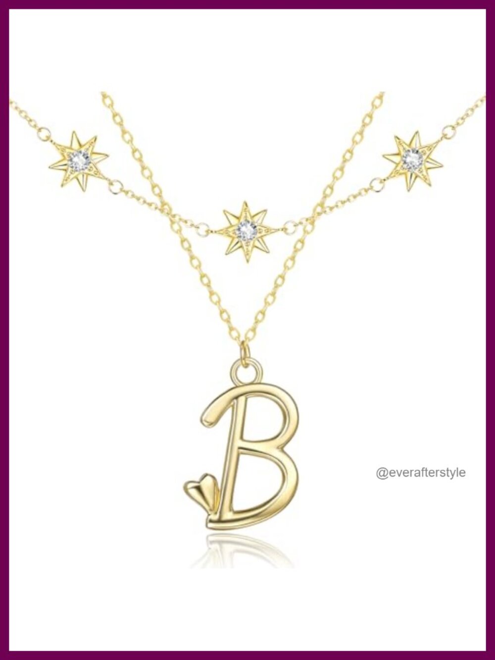 14K Gold Plated A-Z Initial Pendant Necklace, Star Choker, Layered,
